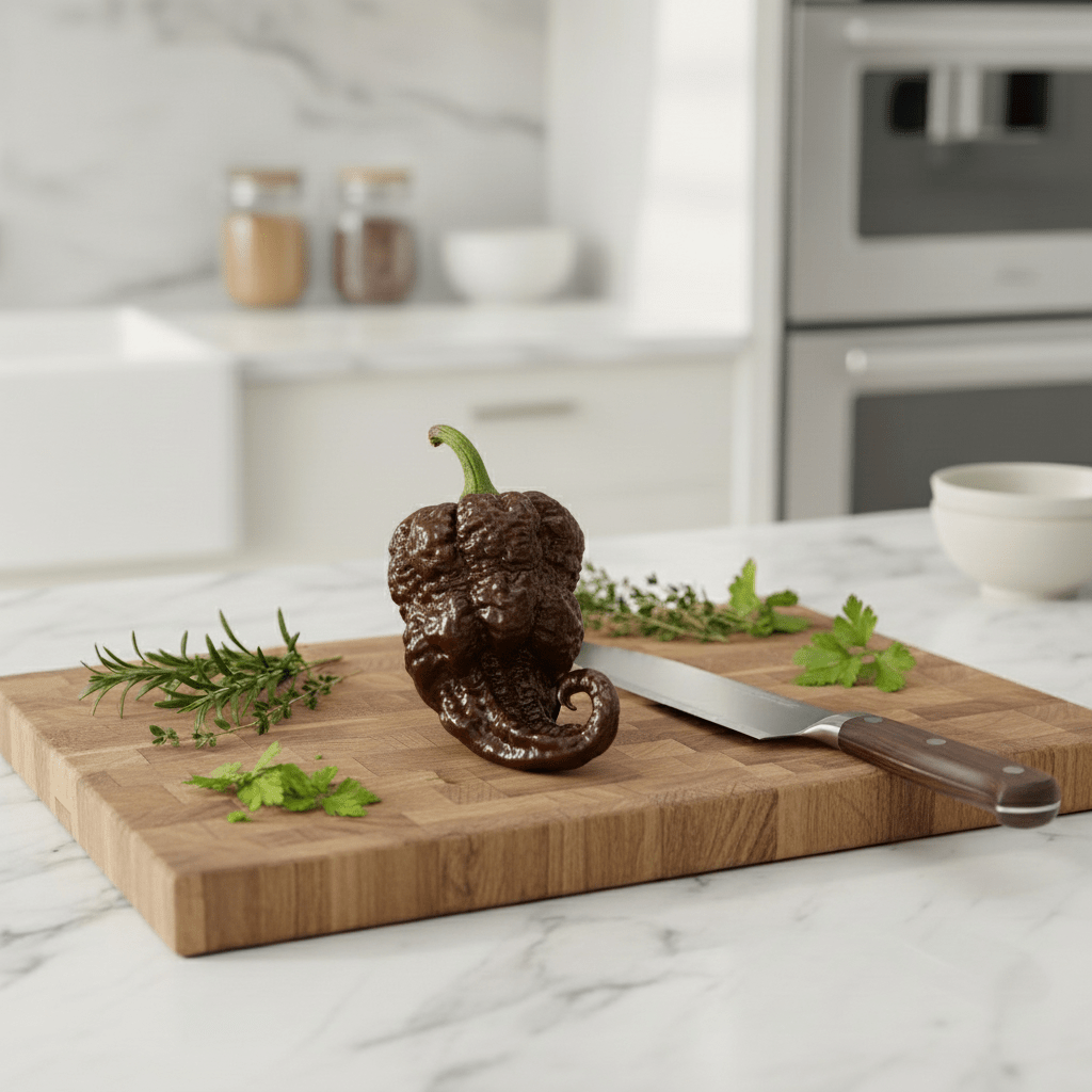 Trinidad Chocolate Scorpion Peppers – Superhot Dark Variant (1,200,000–2,000,000 SHU) - TaylorsX